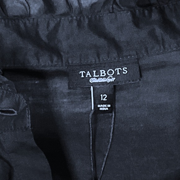 TALBOTS women's blouse navy ruffle long sleeve shirt button lightweight 12 NWT - Picture 4 of 8